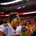 Quarterback Patrick Mahomes #15 of the Kansas City Chiefs celebrates a 27-23 win over the Denver Broncos at Broncos Stadium at Mile High on October 1, 2018 in Denver, Colorado. (Photo by Justin Edmonds/Getty Images)