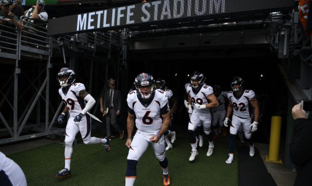 Quarterback Chad Kelly #6 of the Denver Broncos gets amped up prior to the game on Sunday, October ...