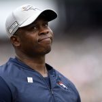 Head coach Vance Joseph of the Denver Broncos looks at the big screen reviewing a play during the first quarter on Sunday, October 7 at MetLife Stadium. The NY Jets hosted the Denver Broncos. (Photo by Eric Lutzens/The Denver Post via Getty Images)