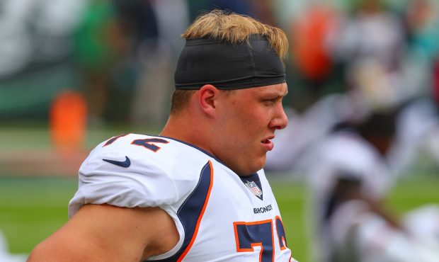 Denver Broncos offensive tackle Garett Bolles (72) warms up prior to the National Football League g...