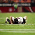 Quarterback Josh Rosen #3 of the Arizona Cardinals lies on the ground after a fourth quarter fumble against the Denver Broncos at State Farm Stadium on October 18, 2018 in Glendale, Arizona. (Photo by Christian Petersen/Getty Images)