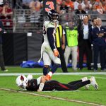 Quarterback Josh Rosen #3 of the Arizona Cardinals lies on the ground after being hit by linebacker Von Miller #58 of the Denver Broncos at State Farm Stadium on October 18, 2018 in Glendale, Arizona. (Photo by Norm Hall/Getty Images)