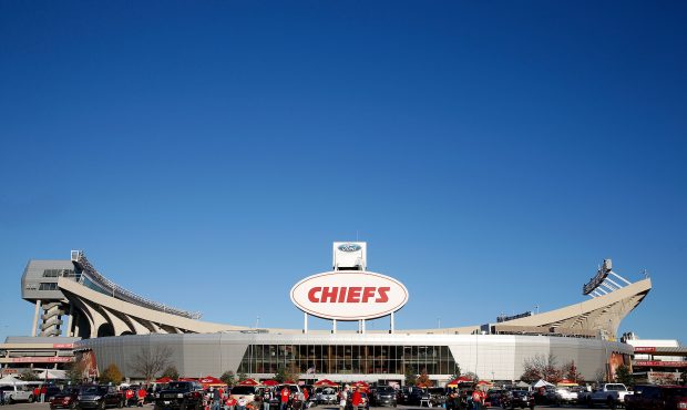 A general view of the outside of Arrowhead stadium ahead of the game between the Denver Broncos and...
