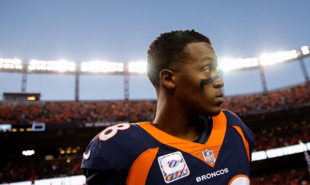 Wide receiver Demaryius Thomas #88 of the Denver Broncos walks on the field before a game against t...