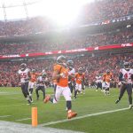 DENVER, CO - NOVEMBER 4:  Running back Devontae Booker #23 of the Denver Broncos runs into the end zone with a second quarter touchdown against the Houston Texans at Broncos Stadium at Mile High on November 4, 2018 in Denver, Colorado. (Photo by Matthew Stockman/Getty Images)