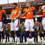 DENVER, CO - NOVEMBER 4:  Quarterback Case Keenum #4 of the Denver Broncos stands during the national anthem before a game against the Houston Texans at Broncos Stadium at Mile High on November 4, 2018 in Denver, Colorado. (Photo by Justin Edmonds/Getty Images)