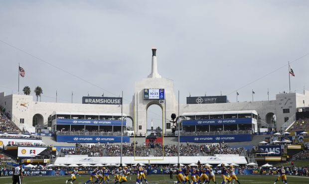 General view from field level as the Los Angeles Rams play during the game against the Green Bay Pa...