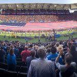 The national anthem ceremony takes place ahead of the game between the Los Angeles Chargers and the Denver Broncos at StubHub Center on November 18, 2018 in Carson, California. (Photo by Jayne Kamin-Oncea/Getty Images)