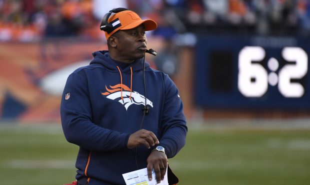 Head coach Vance Joseph of the Denver Broncos on the sidelines during the first quarter against the...