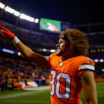 Running back Phillip Lindsay #30 of the Denver Broncos walks off the field after a 24-17 win over the Pittsburgh Steelers at Broncos Stadium at Mile High on November 25, 2018 in Denver, Colorado. (Photo by Justin Edmonds/Getty Images)