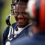 Alfred Williams exhibited a sly smile during warm-ups Wednesday at Dove Valley. Williams played for the first time this season in victory over Jacksonville.  (Photo By Karl Gehring/The Denver Post via Getty Images)