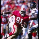 10 Sep 1995:  Linebacker Alfred Williams of the San Francisco 49ers moves down the field during a game against the Atlanta Falcons at 3Com Park in San Francisco, California.  The 49ers won the game, 41-10. Mandatory Credit: Mike Powell  /Allsport