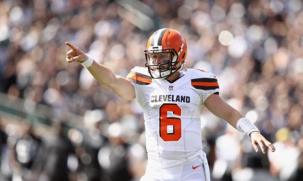 Baker Mayfield #6 of the Cleveland Browns in action during their game against the Oakland Raiders a...