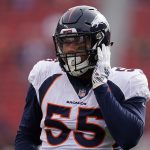 Bradley Chubb #55 of the Denver Broncos warms up prior to their game against the San Francisco 49ers during their NFL game at Levi's Stadium on December 9, 2018 in Santa Clara, California. (Photo by Robert Reiners/Getty Images)