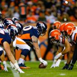 The Denver Broncos offense lines up behind offensive guard Connor McGovern #60 of the Denver Broncos in the first quarter of a game against the Cleveland Browns at Broncos Stadium at Mile High on December 15, 2018 in Denver, Colorado. (Photo by Justin Edmonds/Getty Images)