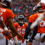 Outside linebacker Von Miller #58 of the Denver Broncos runs onto the field before a game against the Los Angeles Chargers at Broncos Stadium at Mile High on December 30, 2018 in Denver, Colorado. (Photo by Justin Edmonds/Getty Images)