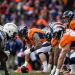 Quarterback Case Keenum #4 of the Denver Broncos lines up behind offensive guard Connor McGovern #60 in the first half of a game against the Los Angeles Chargers at Broncos Stadium at Mile High on December 30, 2018 in Denver, Colorado. (Photo by Dustin Bradford/Getty Images)