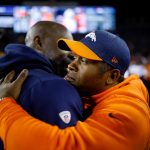 Head coach Vance Joseph of the Denver Broncos meets head coach Anthony Lynn of the Los Angeles Chargers on the field after the Los Angeles Chargers 23-9 win over the Denver Broncos at Broncos Stadium at Mile High on December 30, 2018 in Denver, Colorado. (Photo by Justin Edmonds/Getty Images)