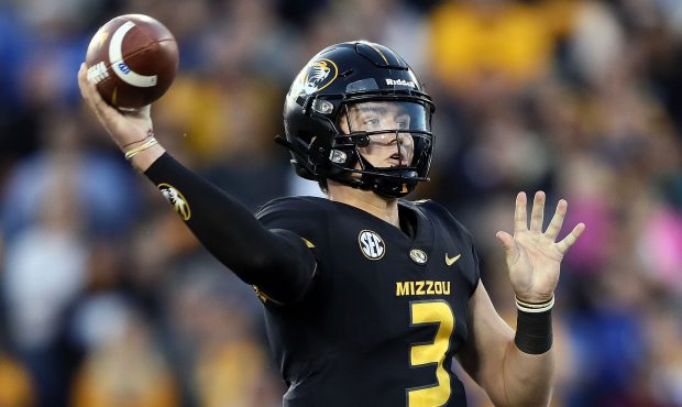 Quarterback Drew Lock #3 of the Missouri Tigers passes during the game against the Kentucky Wildcat...
