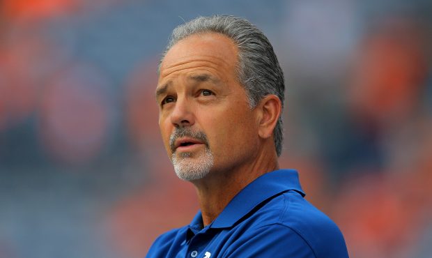 Head coach Chuck Pagano of the Indianapolis Colts looks on before a game against the Denver Broncos...