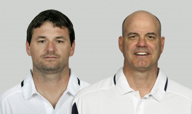 (From left) Denver Broncos offensive coordinator Rich Scangarello and defensive coordinator Ed Dona...