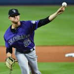 MIAMI, FL - MARCH 28: Kyle Freeland #21 of the Colorado Rockies throws a pitch in the first inning against the Miami Marlins during Opening Day at Marlins Park on March 28, 2019 in Miami, Florida. (Photo by Mark Brown/Getty Images)