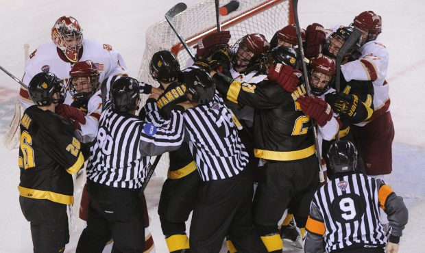 The intensity of the rivalry was on display in the second period. The University of Denver hockey t...