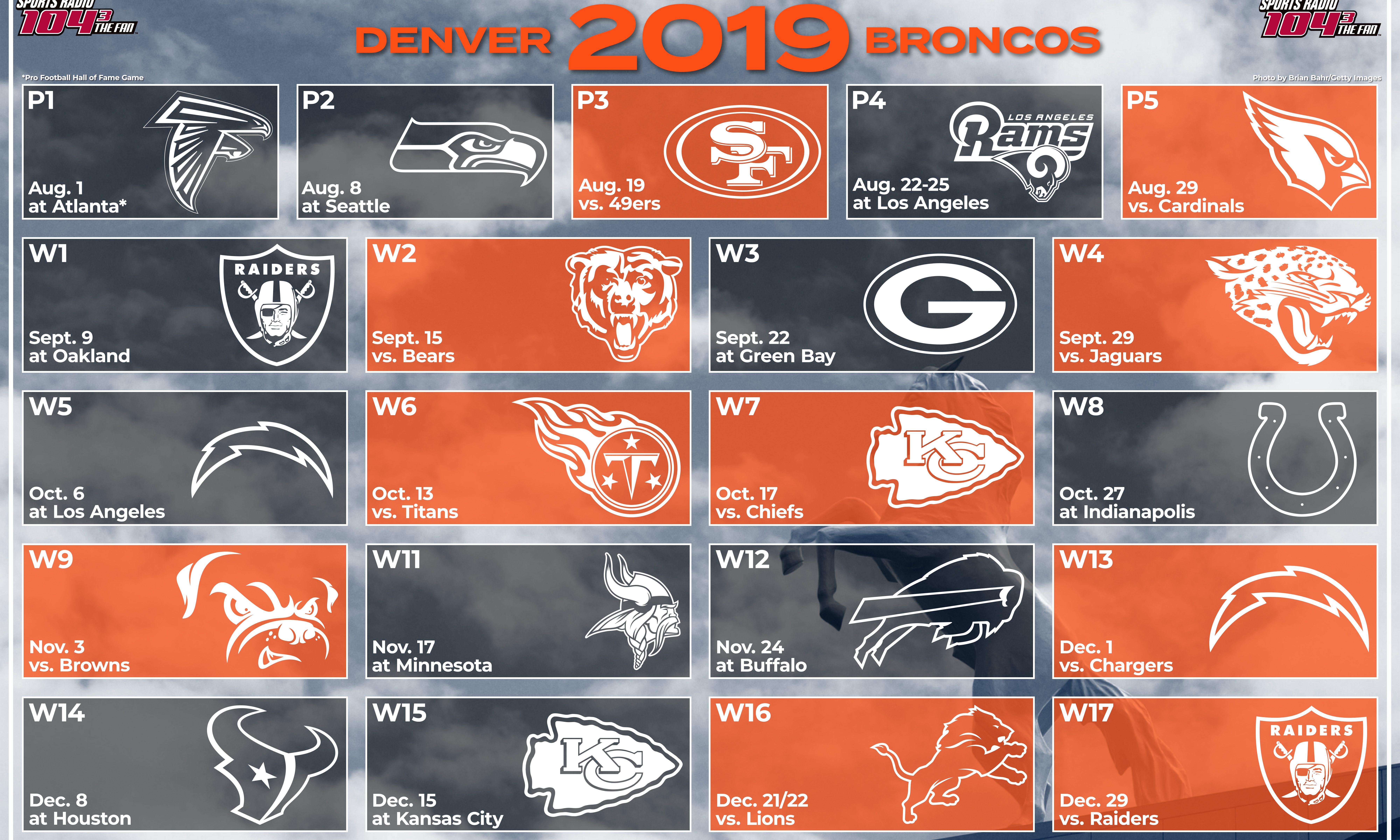 Broncos schedule 2019 UPDATED - Denver Sports