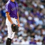 Tyler Anderson #44 of the Colorado Rockies reacts after allowing a fourth inning solo homer against the Los Angeles Dodgers during the Colorado Rockies home opener at Coors Field on April 5, 2019 in Denver, Colorado. (Photo by Dustin Bradford/Getty Images)