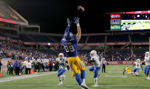 ORLANDO, FL - DECEMBER 19:  Josh Oliver #89 of the San Jose State Spartans makes a reception for a ...