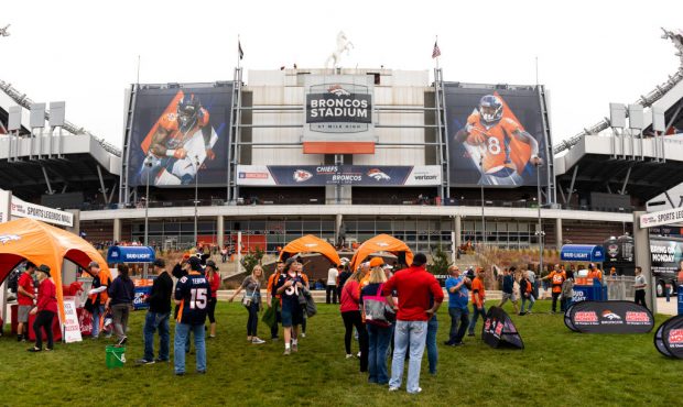 General view of the Denver Broncos fans outside of Broncos Stadium at Mile High before the NFL regu...
