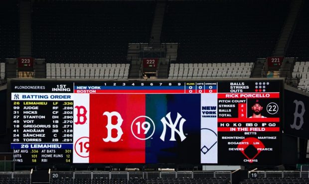 A general view of the stadium during previews ahead of the MLB London Series games between Boston R...