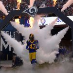 Defensive back Ramon Richards #47 of the Los Angeles Rams is introduced before a pre season football game against Denver Broncos Los Angeles Memorial Coliseum on August 24, 2019 in Los Angeles, California. (Photo by Kevork Djansezian/Getty Images)