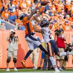 DENVER, CO - SEPTEMBER 15: Emmanuel Sanders #10 of the Denver Broncos makes a touchdown reception over Kyle Fuller #23 of the Chicago Bears during the fourth quarter at Empower Field at Mile High on September 15, 2019 in Denver, Colorado. (Photo by Timothy Nwachukwu/Getty Images)