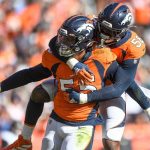 DENVER, CO - SEPTEMBER 29:  Bradley Chubb #55 and Von Miller #58 of the Denver Broncos celebrate after a second quarter Chubb sack against the Jacksonville Jaguars at Empower Field at Mile High on September 29, 2019 in Denver, Colorado. (Photo by Dustin Bradford/Getty Images)