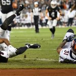 Tyrell Williams #16 of the Oakland Raiders makes a catch for a touchdown in the first quarter against the Denver Broncos during their NFL game at RingCentral Coliseum on September 09, 2019 in Oakland, California. (Photo by Robert Reiners/Getty Images)