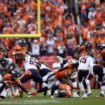 DENVER, CO - SEPTEMBER 15, 2019:  Kicker Eddy Pineiro #15 of the Chicago Bears kicks the game winning field goal with one second left during the fourth quarter of the game on on Sunday, September 15th at Empower Field at Mile High. The Bears won the game 16 to 14. The Denver Broncos hosted the Chicago Bears for the game. (Photo by Eric Lutzens/The Denver Post)