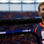DENVER, CO - OCTOBER 13:  Quarterback Joe Flacco #5 of the Denver Broncos smiles on the field after defeating the Tennessee Titans 16-0 at Empower Field at Mile High on October 13, 2019 in Denver, Colorado. The Broncos defeated the Titans 16-0. (Photo by Justin Edmonds/Getty Images)