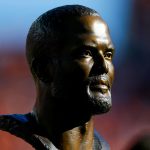 DENVER, CO - OCTOBER 13:  The Pro Football Hall of Fame bust of former cornerback of the Denver Broncos Champ Bailey on display during a halftime ceremony against the Tennessee Titans at Empower Field at Mile High on October 13, 2019 in Denver, Colorado. (Photo by Justin Edmonds/Getty Images)