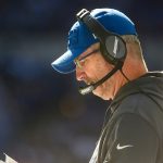 INDIANAPOLIS, IN - OCTOBER 27: Head coach Frank Reich looks at the playbook during the first quarter of the game against the Denver Broncos of the Indianapolis Colts at Lucas Oil Stadium on October 27, 2019 in Indianapolis, Indiana. (Photo by Bobby Ellis/Getty Images)