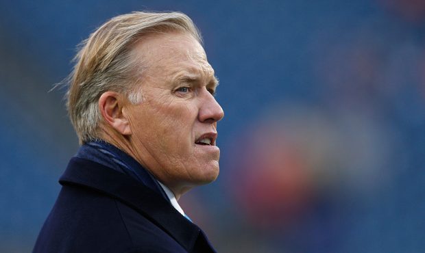 FOXBORO, MA - NOVEMBER 02: John Elway General Manager and Executive Vice President of Football Oper...