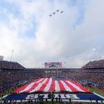 ORCHARD PARK, NY - NOVEMBER 24:  The American Flag is displayed on the field during the Nation Anthem before the start of a game between the Buffalo Bills and the Denver Broncos at New Era Field on November 24, 2019 in Orchard Park, New York.  (Photo by Timothy T Ludwig/Getty Images)