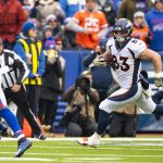 ORCHARD PARK, NY - NOVEMBER 24:  Andrew Beck #83 of the Denver Broncos runs with the ball during the second quarter against the Buffalo Bills at New Era Field on November 24, 2019 in Orchard Park, New York. (Photo by Brett Carlsen/Getty Images)