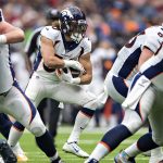 HOUSTON, TX - DECEMBER 8:  Phillip Lindsay #30 of the Denver Broncos runs with the ball up the middle during the first half of a game against the Houston Texans at NRG Stadium on December 8, 2019 in Houston, Texas.   (Photo by Wesley Hitt/Getty Images)