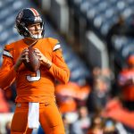 DENVER, CO - DECEMBER 22:  Drew Lock #3 of the Denver Broncos warms up before a game against the Detroit Lions at Empower Field at Mile High on December 22, 2019 in Denver, Colorado.  (Photo by Dustin Bradford/Getty Images)