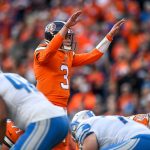 DENVER, CO - DECEMBER 22:  Drew Lock #3 of the Denver Broncos runs the offense against the Detroit Lions in the second quarter of a game at Empower Field on December 22, 2019 in Denver, Colorado. (Photo by Dustin Bradford/Getty Images)