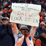 DENVER, CO - DECEMBER 1: A Drew Lock fan supports the quarterback during the first quarter of the game on Sunday, December 1, 2019 at Empower Field at Mile High. The Denver Broncos hosted the Los Angeles Chargers for the game. Photo by Eric Lutzens/MediaNews Group/The Denver Post via Getty Images