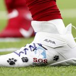 HOUSTON, TEXAS - DECEMBER 08:  Barkevious Mingo #52 of the Houston Texans wears special cleats for warm ups before the game against the Denver Broncos at NRG Stadium on December 08, 2019 in Houston, Texas. (Photo by Tim Warner/Getty Images)