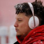 KANSAS CITY, MISSOURI - DECEMBER 15: Patrick Mahomes #15 of the Kansas City Chiefs looks on during warm ups prior to their game against the Denver Broncos at Arrowhead Stadium on December 15, 2019 in Kansas City, Missouri. (Photo by David Eulitt/Getty Images)