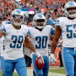 DENVER, COLORADO - DECEMBER 22: Jamal Agnew #39 of the Detroit Lions celebrates as he leaves the field after returning a punt for a touchdown against the Denver Broncos in the second at Empower Field at Mile High on December 22, 2019 in Denver, Colorado. (Photo by Matthew Stockman/Getty Images)